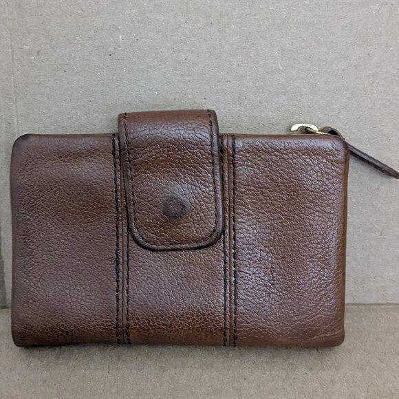 Fossil Brown Leather Wallet Long Live Vintage . - Picture 1 of 14
